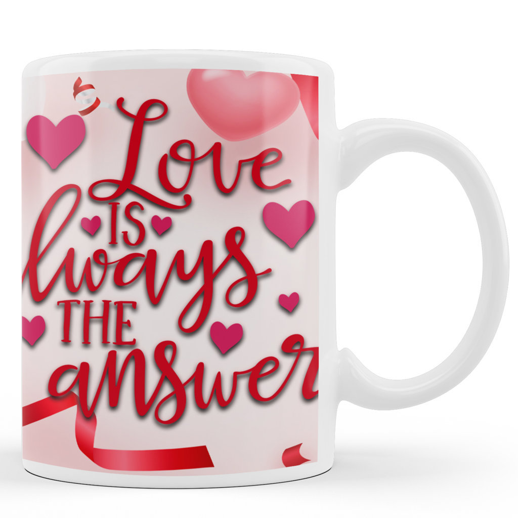 Printed Ceramic Coffee Mug | Love is  | Friendship and Love | 325 Ml 